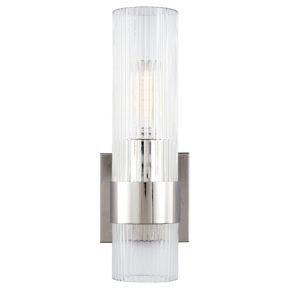 Eleanor Fluted Glass Sconce, Sconce, Polished Nickel