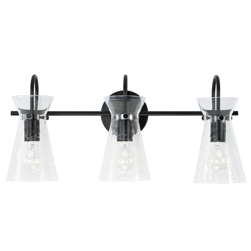 Colette 3-Light Glass Vanity, Vanity, Matte Black