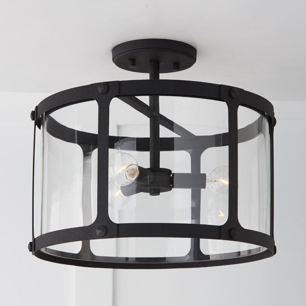 The Benson dual mount can be hung as a pendant or semi-flush.