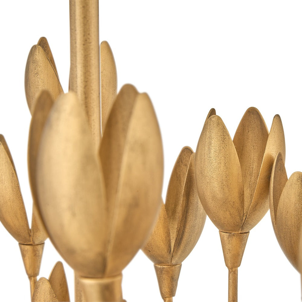 Magnolia Linear Chandelier, Burnished Gold, Linear Chandelier detail Shot