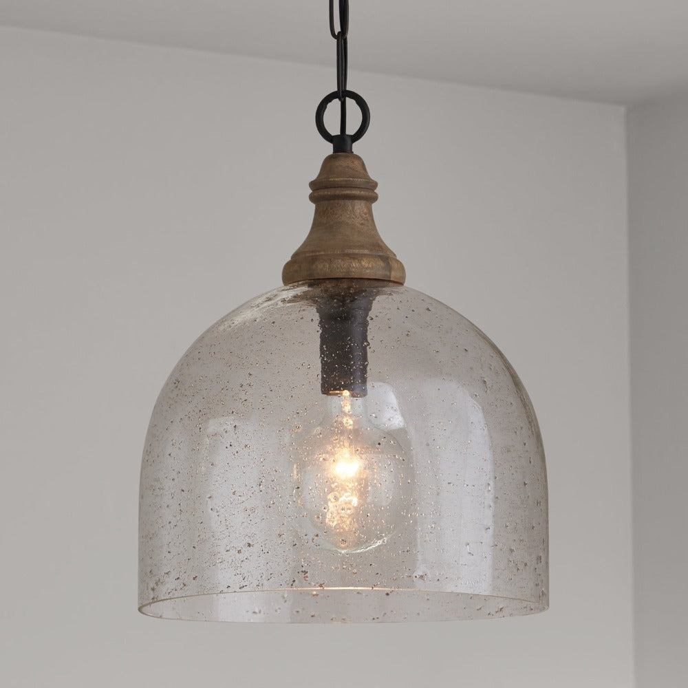 Kenley Pendant Grey Wash, Pendant, Seeded Glass Pendant