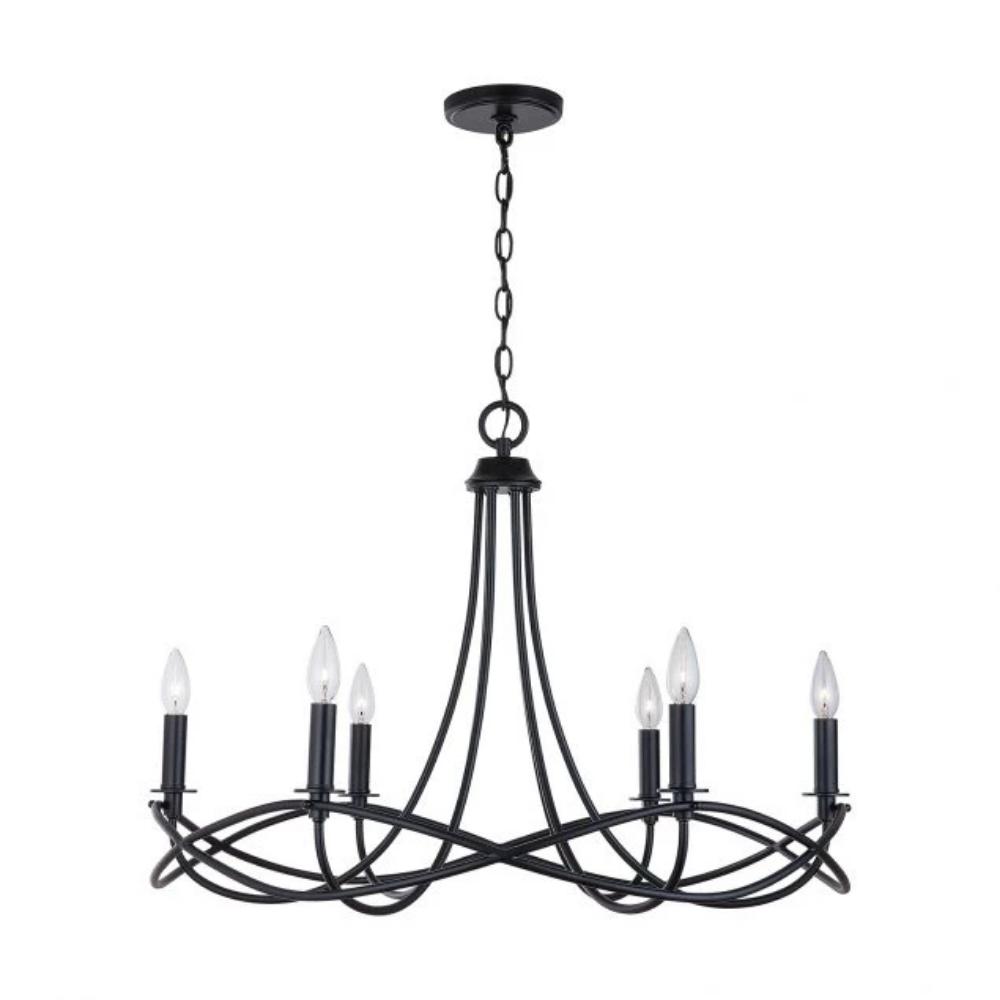 Sonnet Chandelier, 6-Light Chandelier, Matte Black