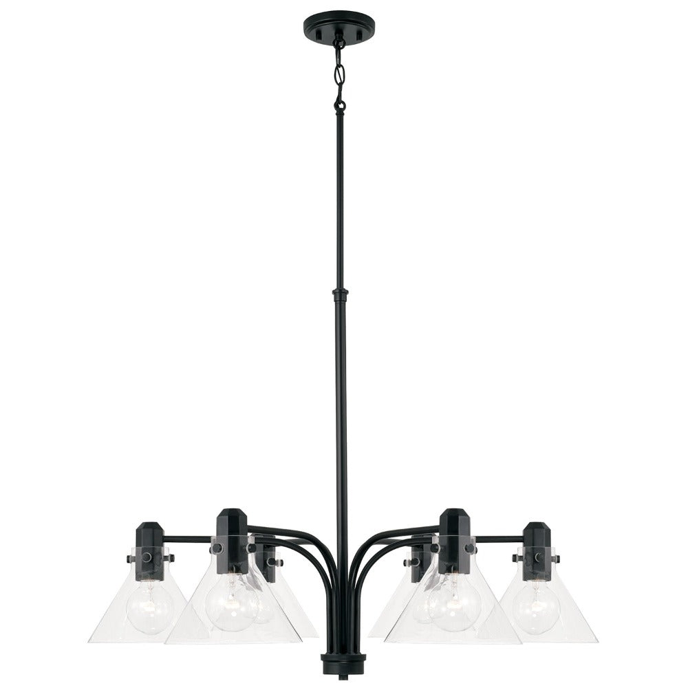 Baxter 6-Light Modern Chandelier, Matte Black, Chandelier