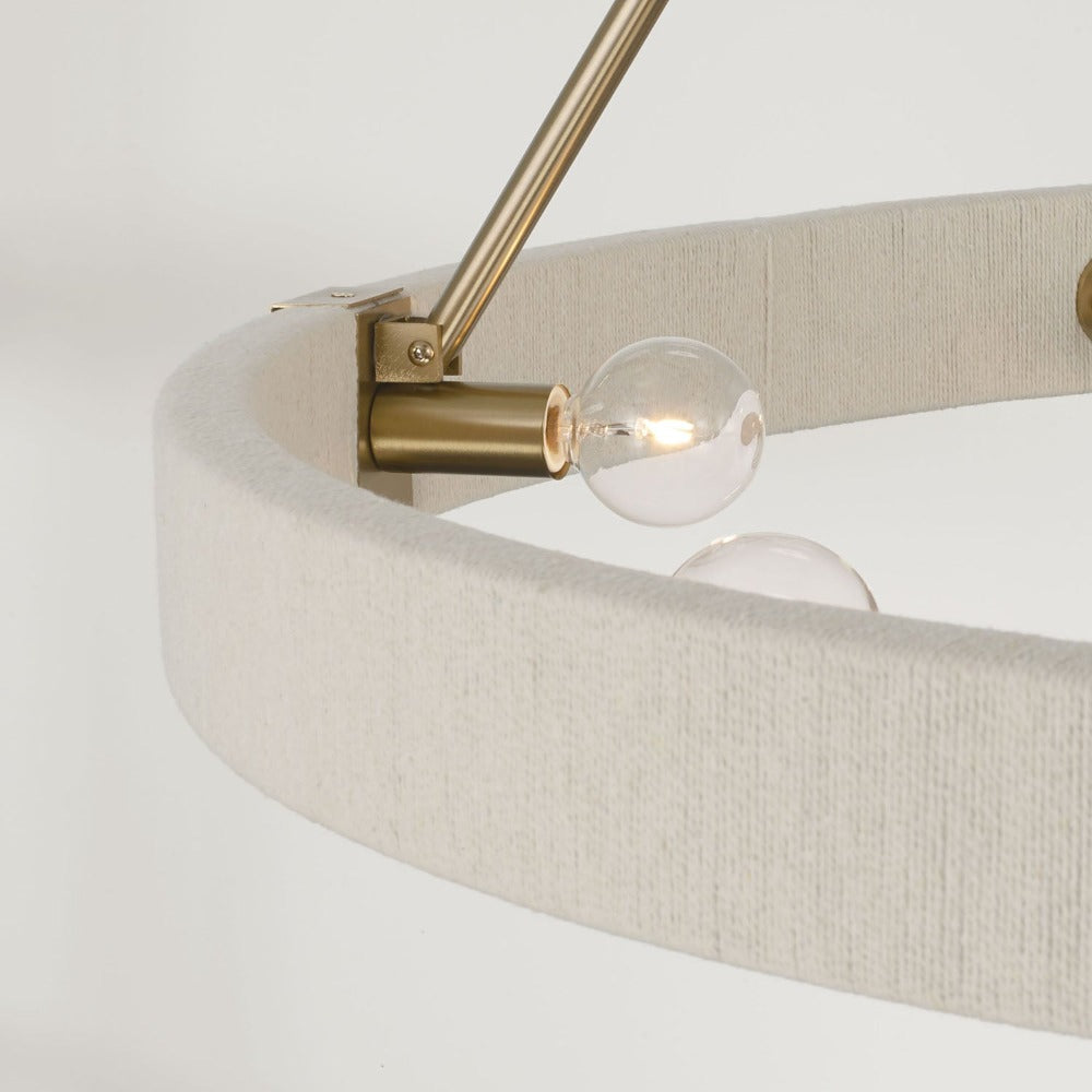 Amanda Chandelier, Bleached Hand Woven and Matte Brass, Chandelier detail shot