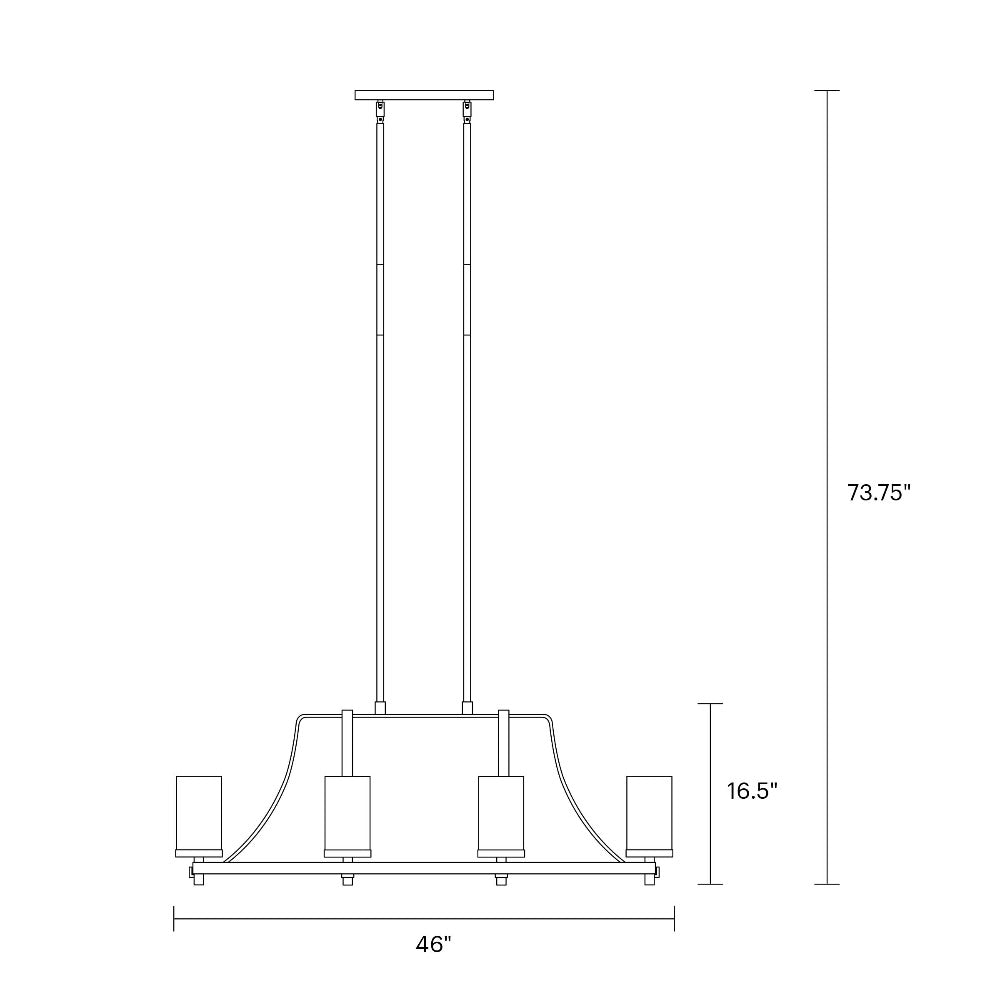 Adair 8 Light Linear Chandelier, Chandelier, Scale Drawing