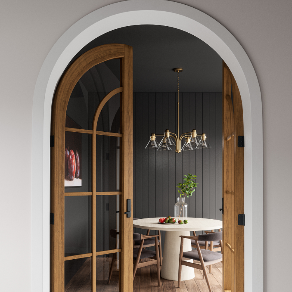 Baxter 6-Light Modern Chandelier, Aged Brass, Chandelier