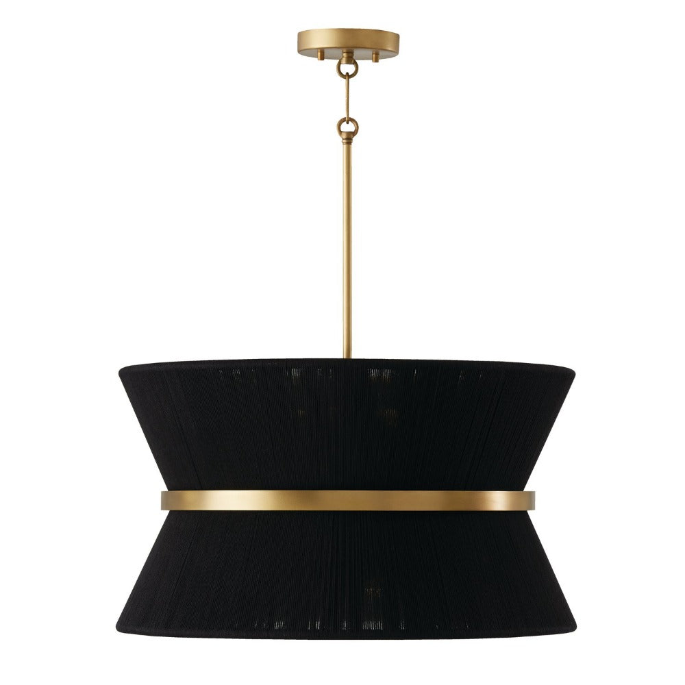 Brielle Black Rope Pendant, Pendant, Black Rope and Patinaed Brass