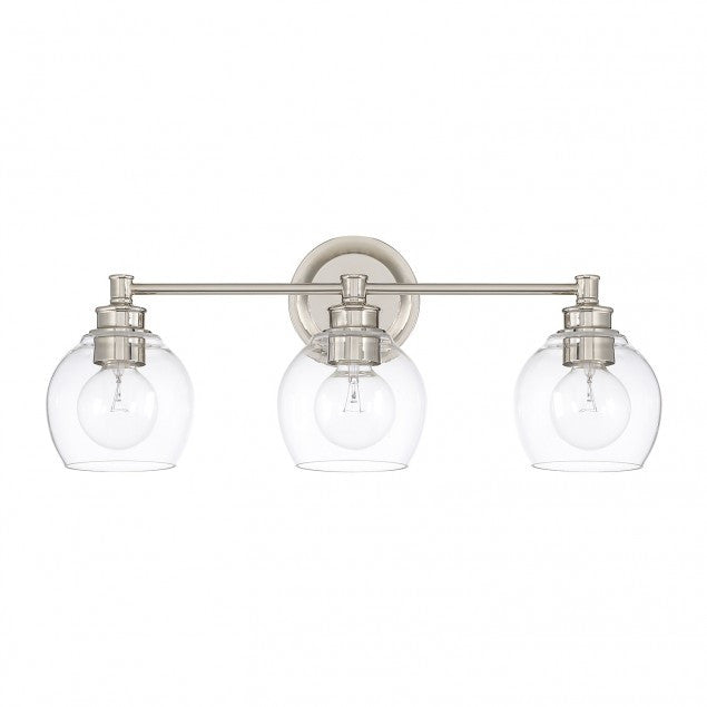 Capital Lighting 3-Light Mid-Century Vanity Light in Polished Nickel 121132PN-426