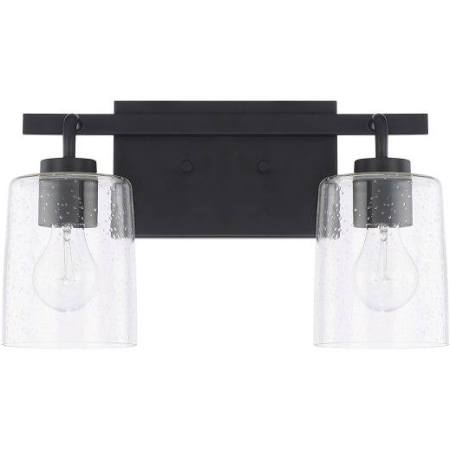 Greyson 2 Light Vanity in Matte Black with Clear Seeded Glass Shades by Capital Lighting 128521MB-449