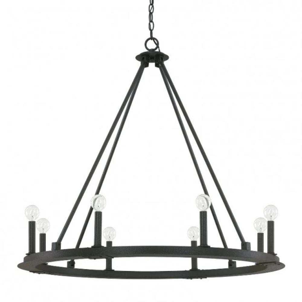 Capital Lighting 8 Light Pearson Circular Chandelier in Matte Black Iron 4918BI-000