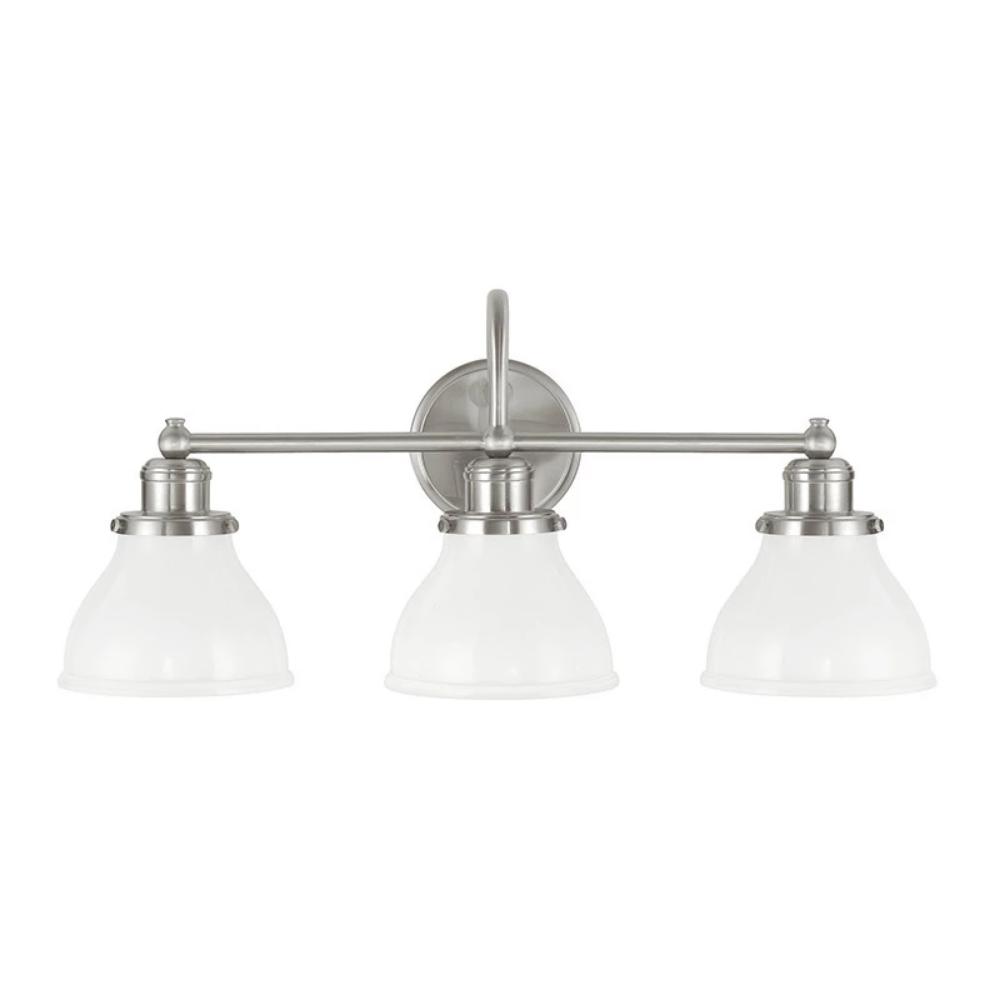 Baxter 3-Light Vanity, Brushed Nickel, Milk Glass