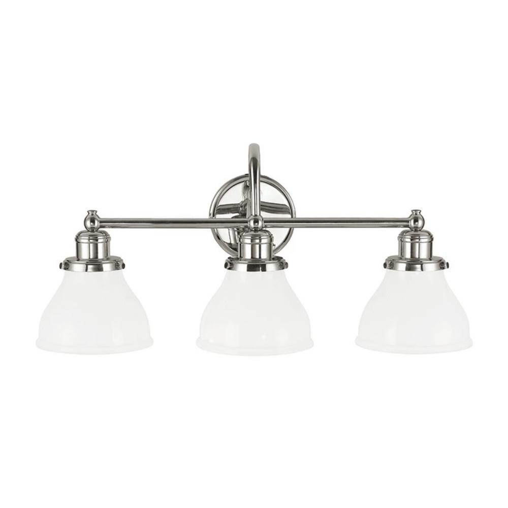 Baxter 3-Light Vanity, Polished Nickel, Milk Glass