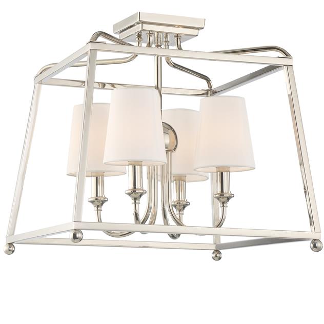 Sylvan 4 Light Ceiling Mount in Polished Nickel with Shades by Crystorama 2243-PN