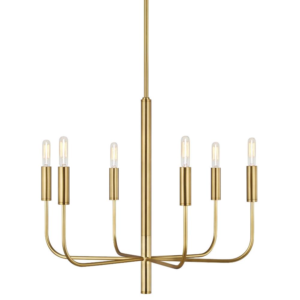 Fenella Chandelier, 6-Light Chandelier, Burnished Brass