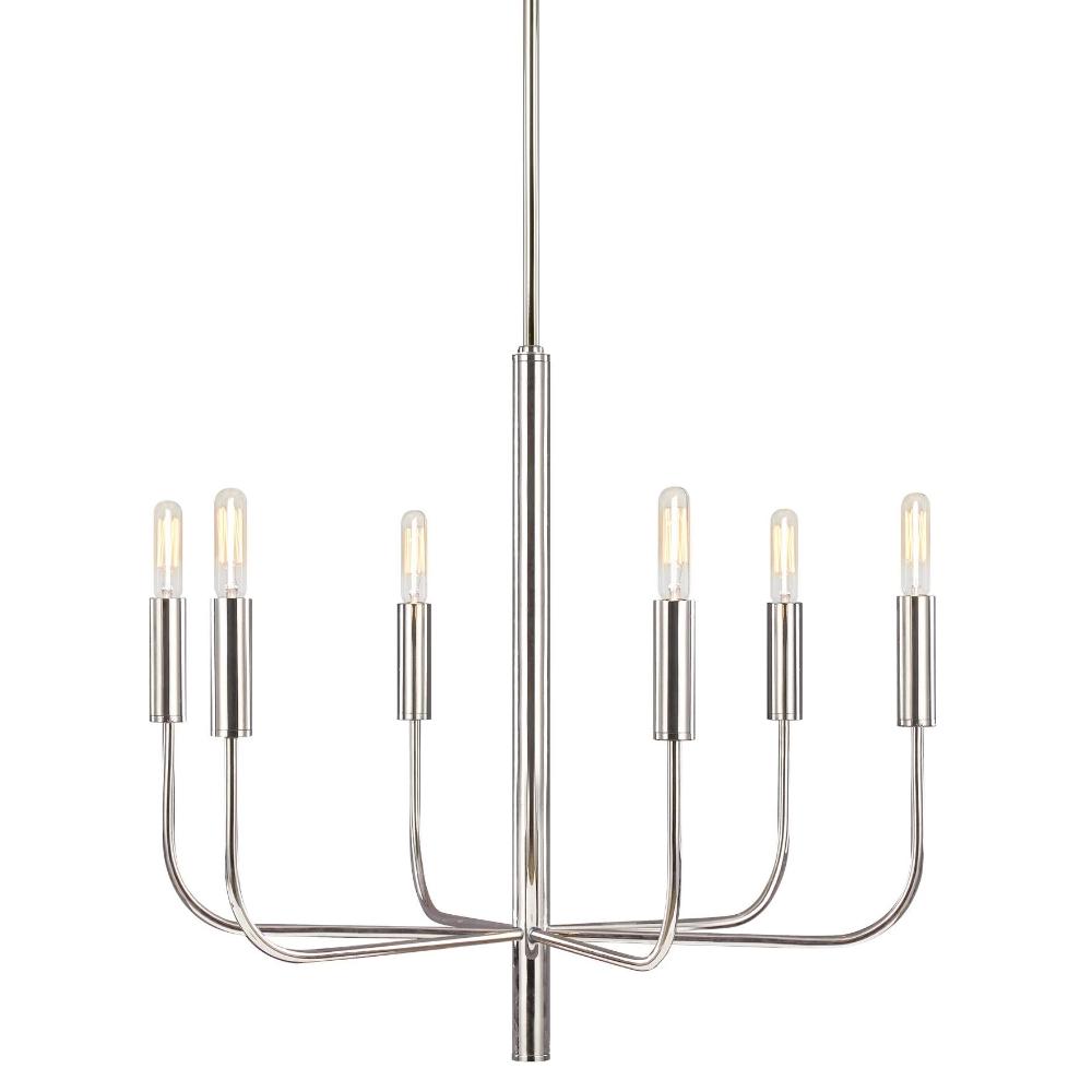 Fenella Chandelier, 6-Light Chandelier, Polished Nickel