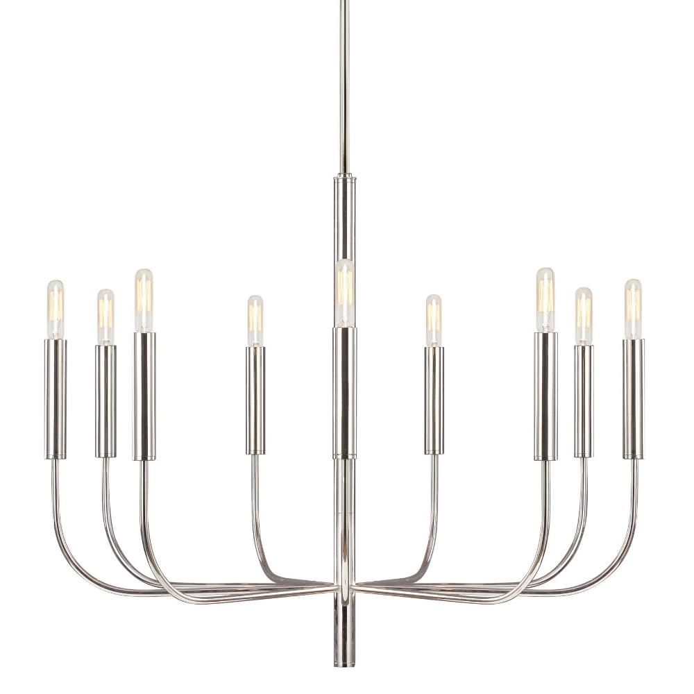Fenella Chandelier, 9-Light Chandelier, Polished Nickel