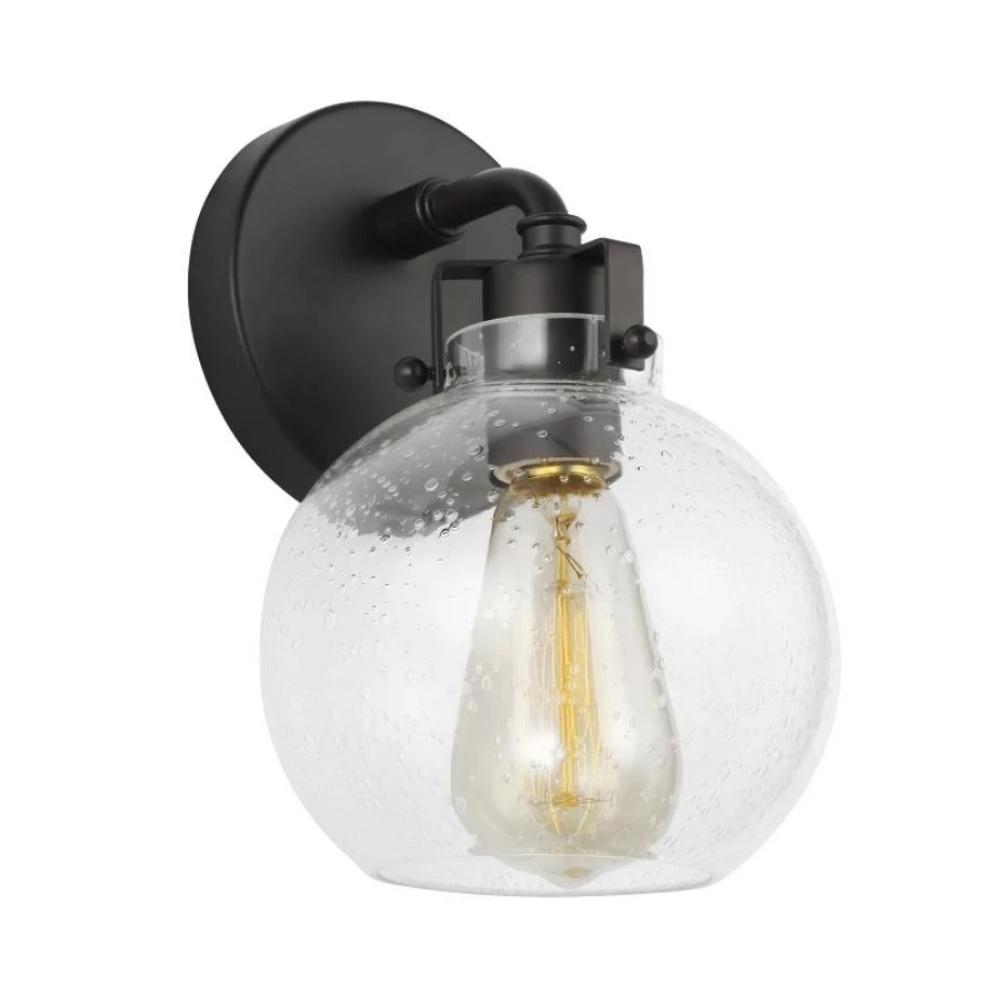 Clara Sconce, 1-Light Wall Sconce, Oil Rubbed Bronze, Clear Seeded Glass