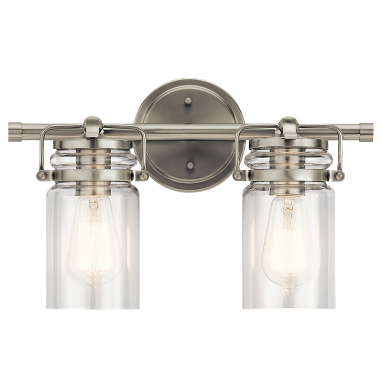 Brinley 2 Light Vanity in Brushed Nickel with Clear Glass Shades by Kichler Lighting 45688NI
