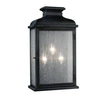3 Light Pediment Outdoor Sconce in Dark Weathered Zinc by Sea Gull Lighting OL11102DWZ