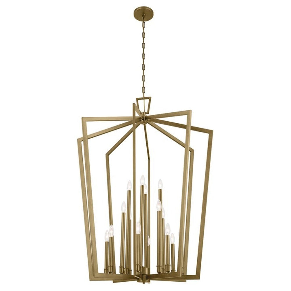 16-Light Lantern Chandelier in Natural Brass