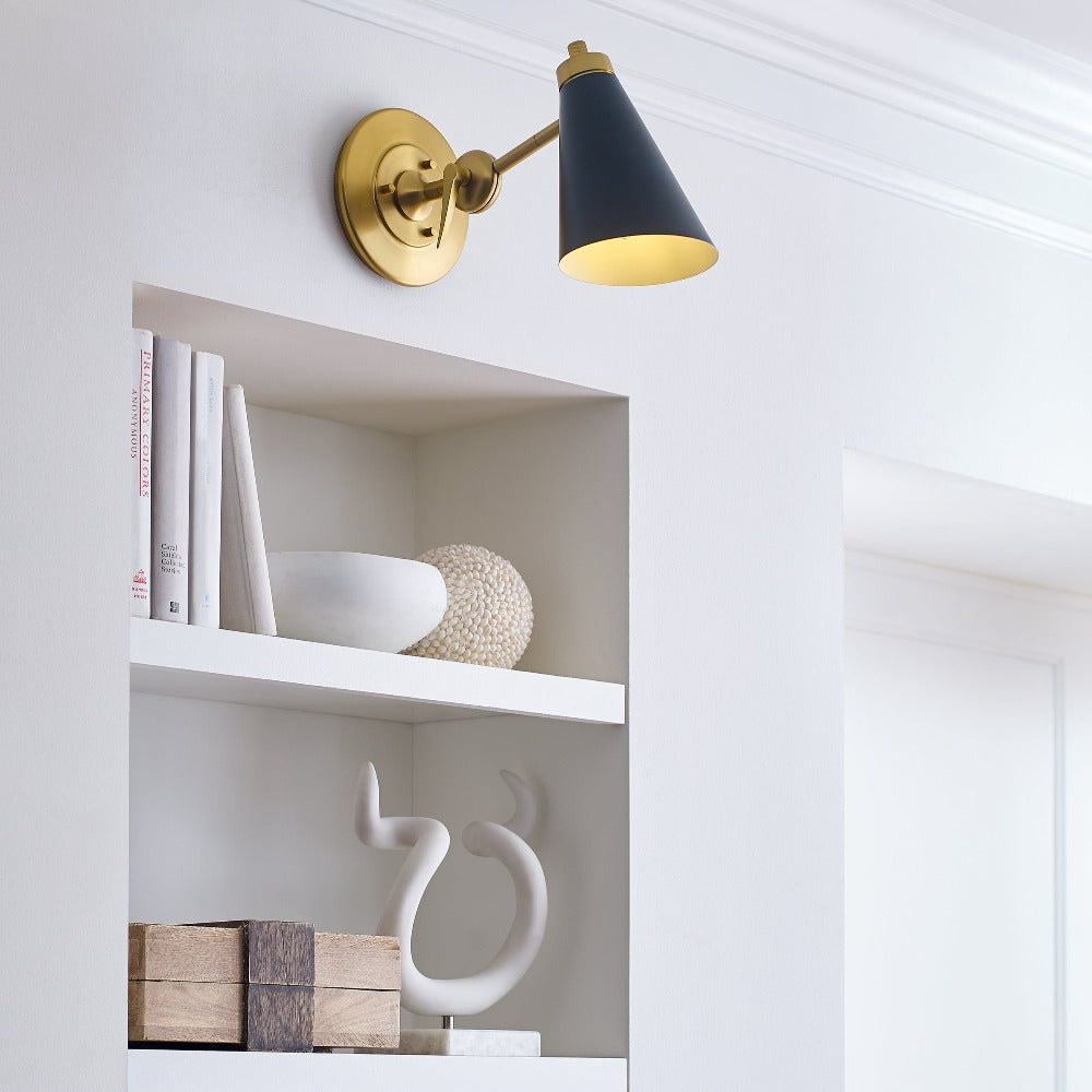 Niles Black and Brass Sconce, Sconce, Black