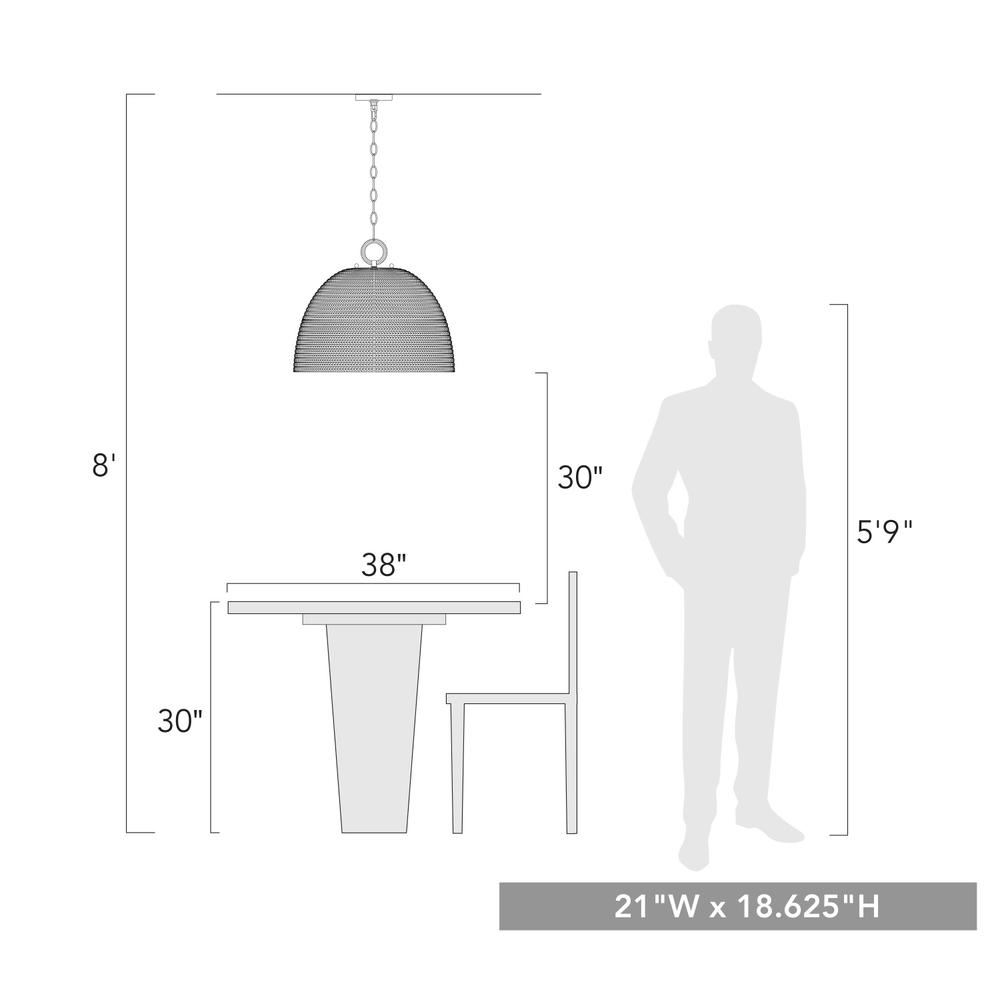 Remi 5-Light Woven Pendant, Pendant, Size Guide