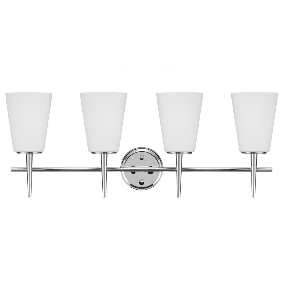 4 Light Driscoll Bath Light in Chrome, by Seagull Lighting, 4440404-05