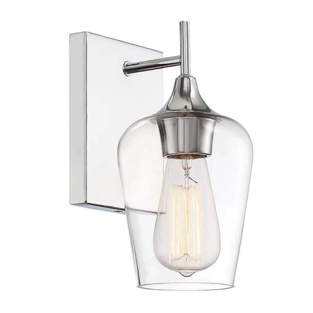 Octave 1 Light Vanity in Polished Chrome with Clear Glass Shade by Savoy House 9-4030-1-11
