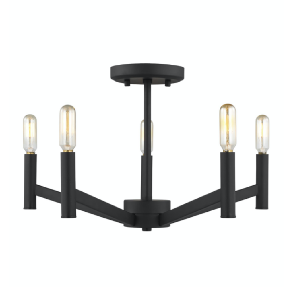 Devi Semi Flush Mount, Flush Mount, Midnight Black