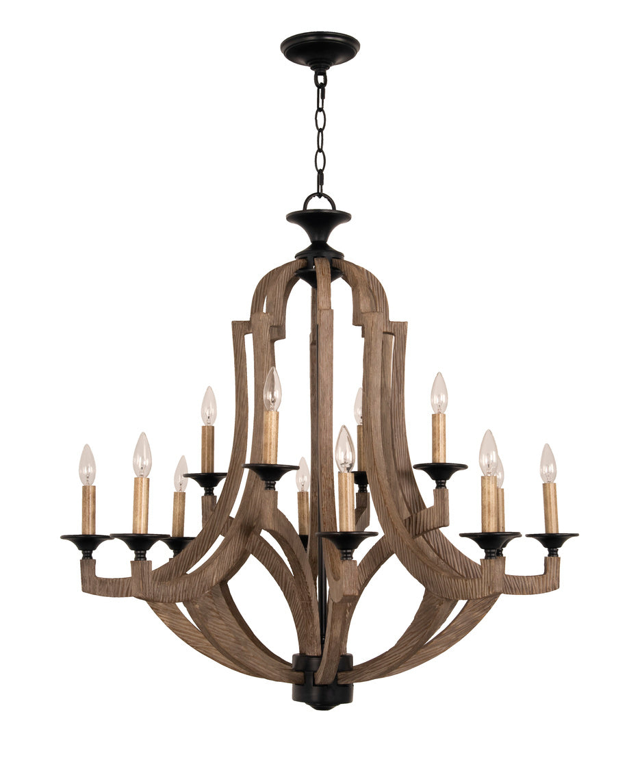 Perricone Weathered Pine Chandelier