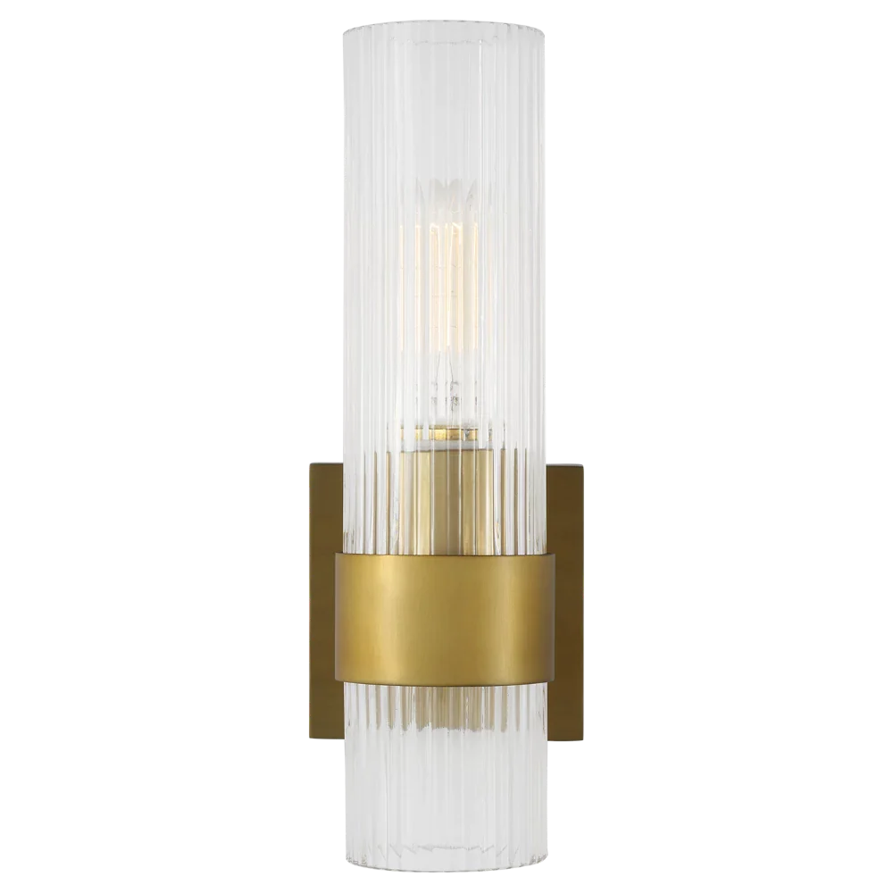 Eleanor Fluted Glass Sconce, Sconce, Burnished Brass