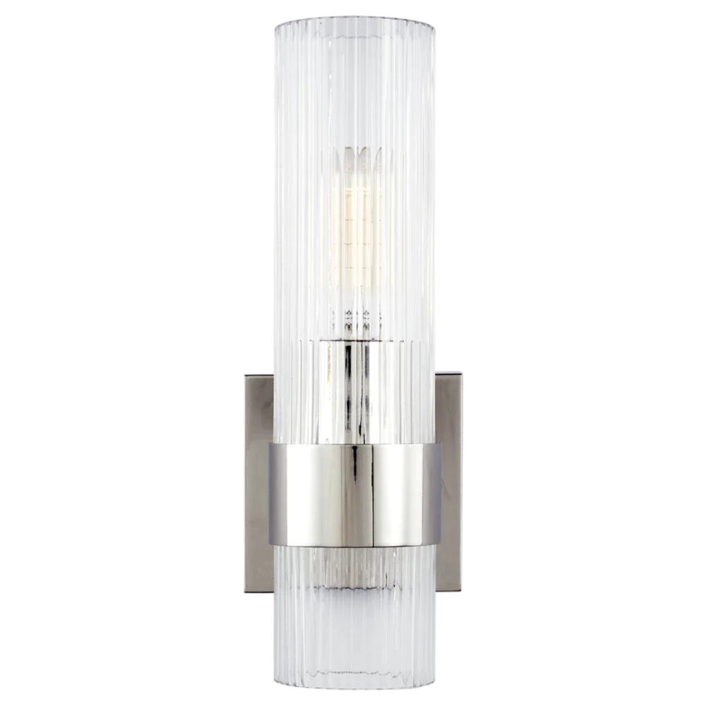 Eleanor Fluted Glass Sconce, Sconce, Polished Nickel
