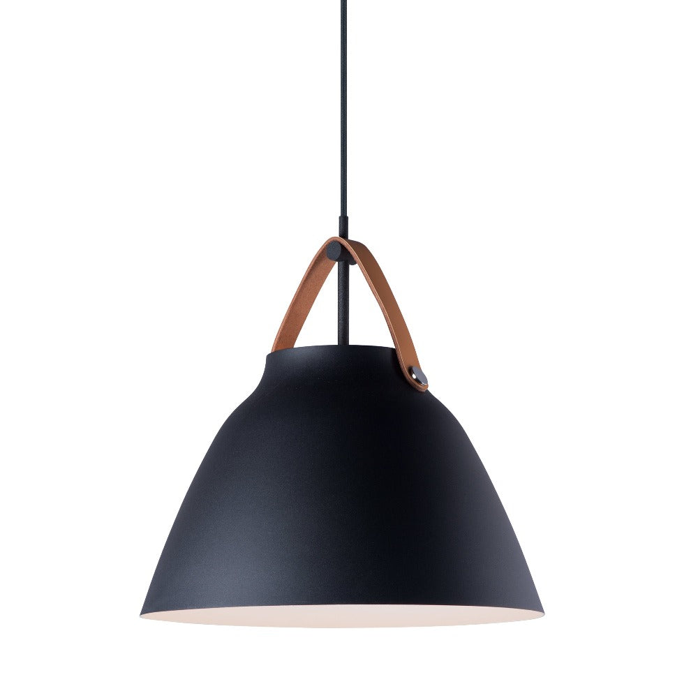 Luca 1-Light Pendant, Pendant, Tan Leather Black