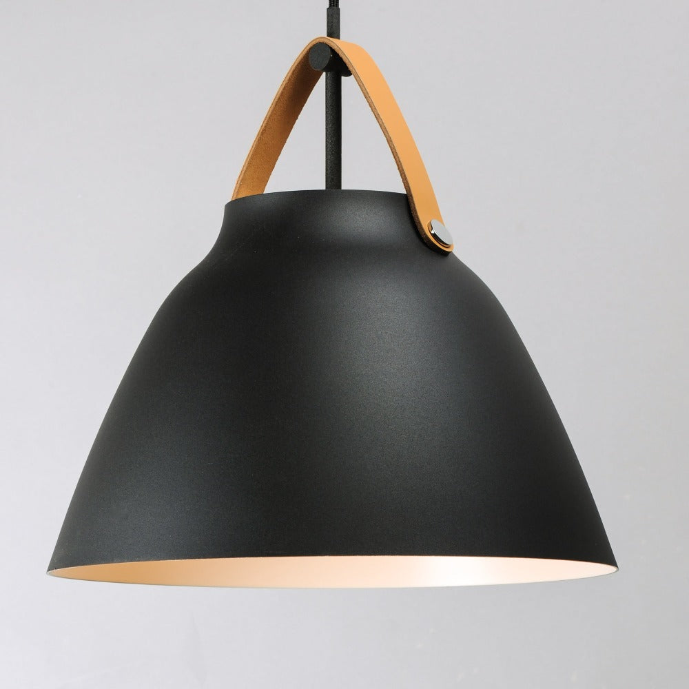 Luca 1-Light Pendant, Pendant, Tan Leather Black