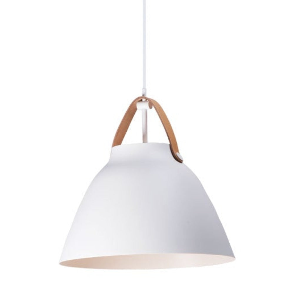 Luca 1-Light Pendant, Pendant, Tan Leather White
