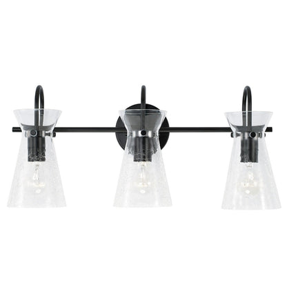 Colette 3-Light Glass Vanity, Vanity, Matte Black