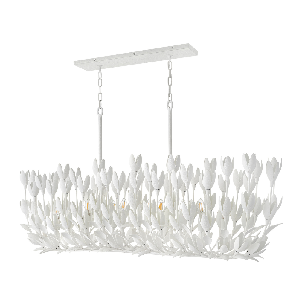 Magnolia Linear Chandelier, Plastered White, Linear Chandelier