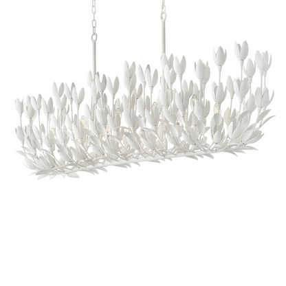 Magnolia Linear Chandelier, Plastered White, Linear Chandelier
