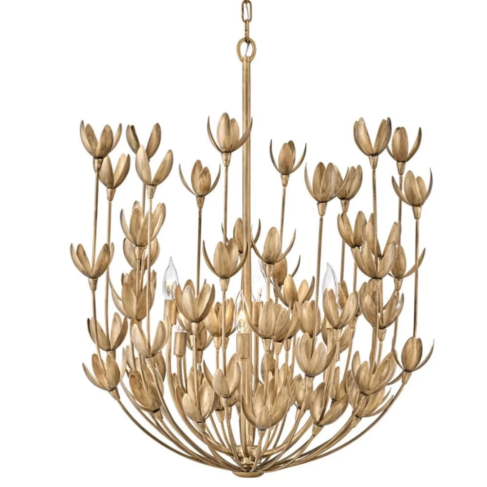 Magnolia Multi-Tiered Chandelier, Burnished Gold, Chandelier