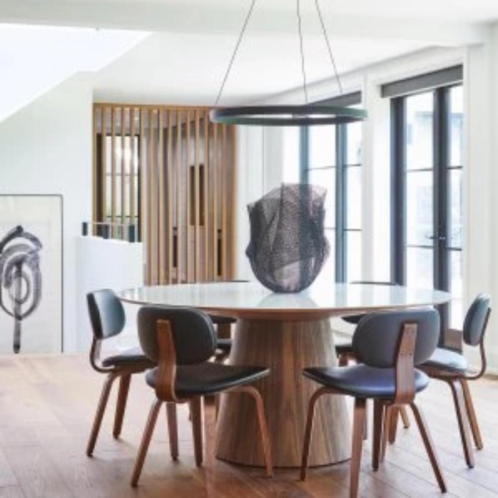 Lifestyle Shot of Fiama Suspension, 30" LED Suspension Chandelier, Black