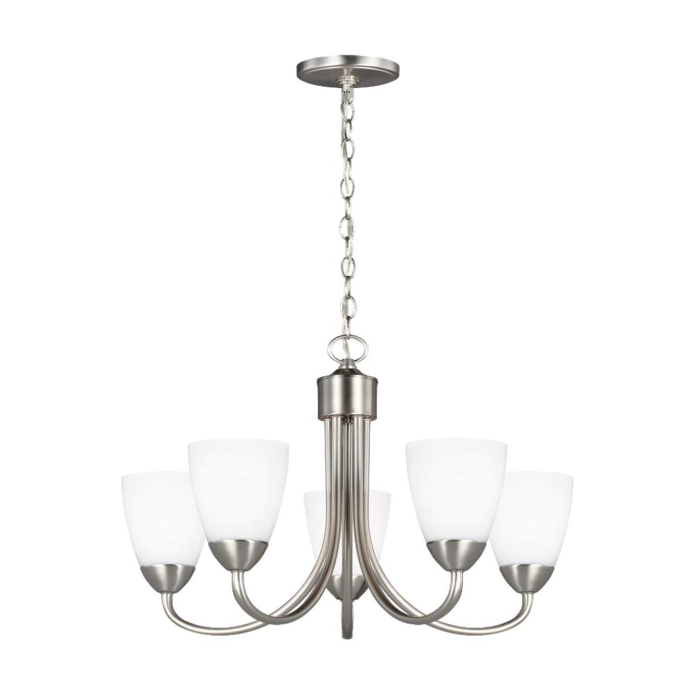 Barton Five Light Chandelier, Chandelier, Brushed Nickel