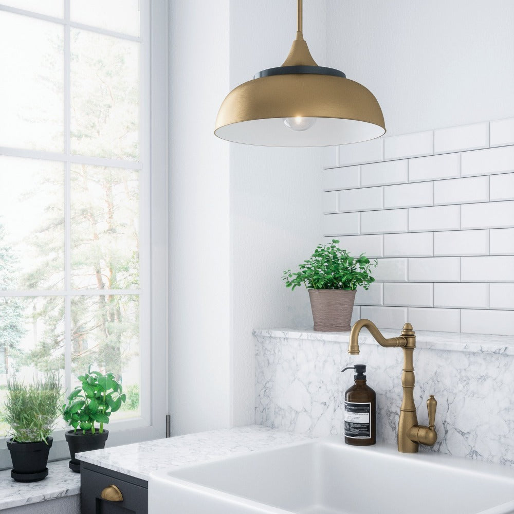 Lori Pendant, Pendant, Brass and Onyx