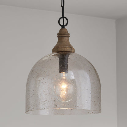 Kenley Pendant Grey Wash, Pendant, Seeded Glass Pendant 