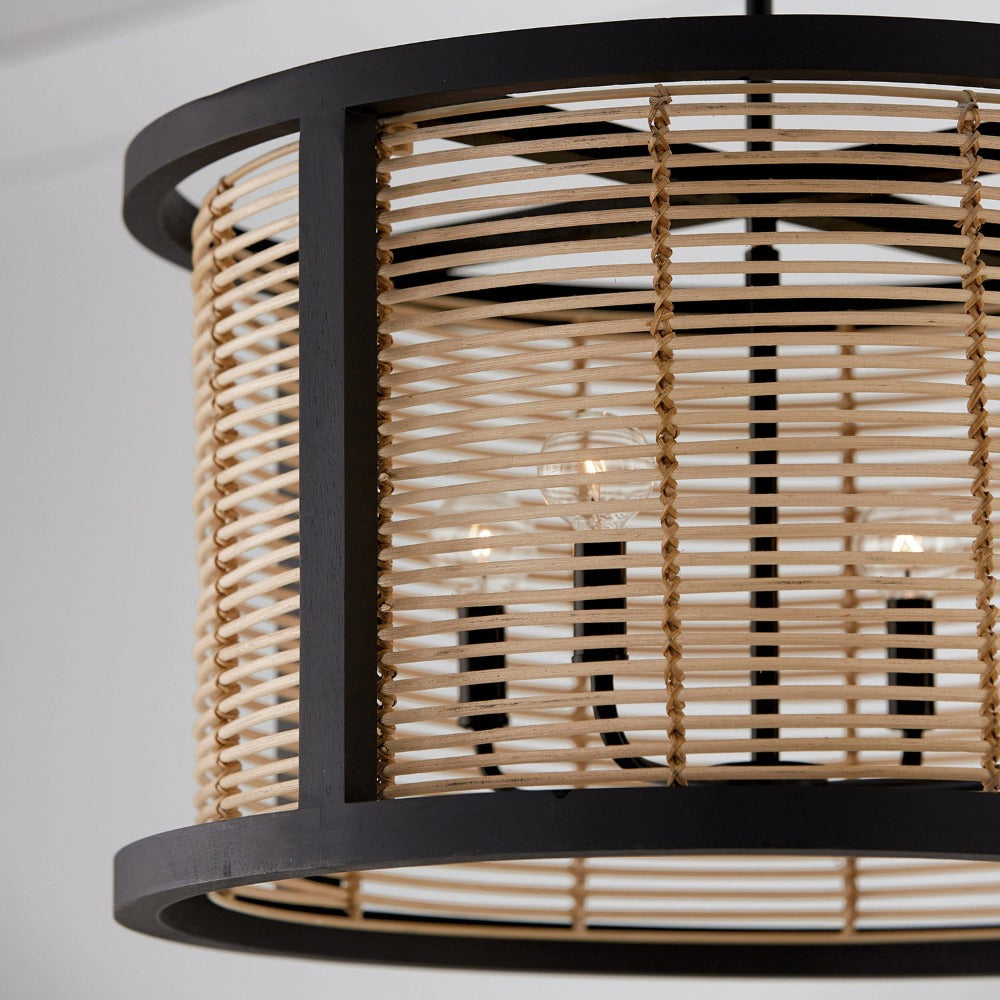 Zara 4-Light Pendant, Pendant, Flat Black, Foyer Fixture