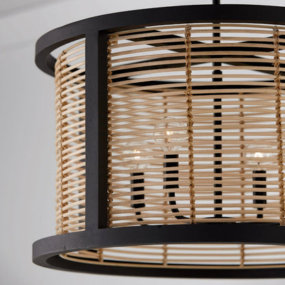 Zara 4-Light Pendant, Pendant, Flat Black, Foyer Fixture