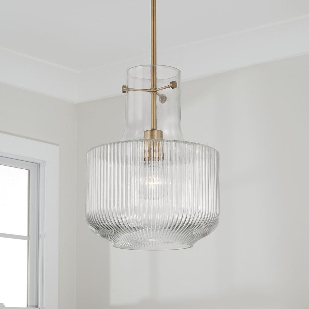 Brea Pendant, Pendant, Aged Brass