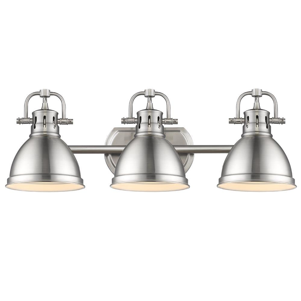 Duncan 3-Light Bath Vanity, Pewter, Pewter Shade