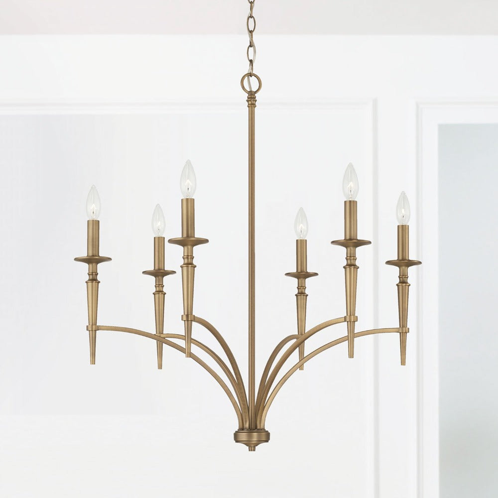 Erina Chandelier, Chandelier, Aged Brass