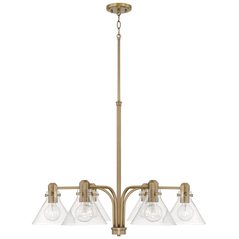 Baxter 6-Light Modern Chandelier, Aged Brass, Chandelier