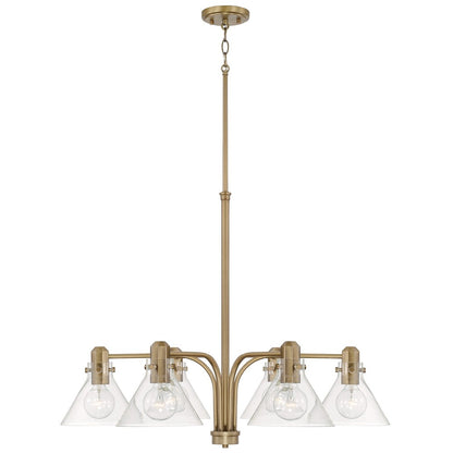 Baxter 6-Light Modern Chandelier, Aged Brass, Chandelier